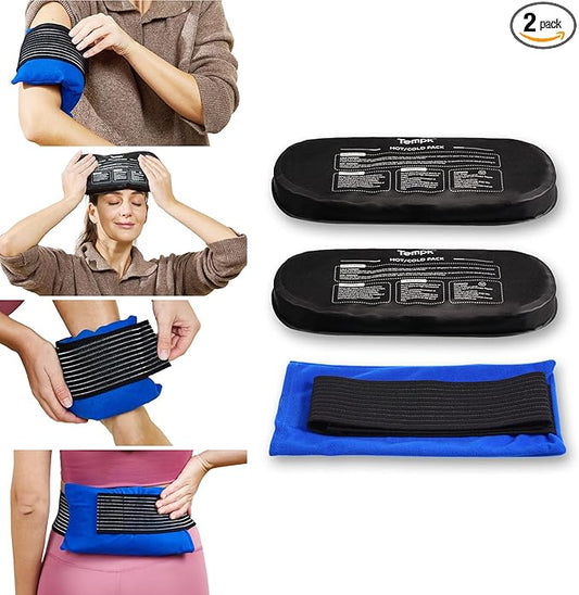 Reusable Hot and Cold Ice Packs for Injuries 3h+ Long Lasting Reusable Gel Wraps for Shoulder Back Knee Joint Pain Muscle Soreness and After Surgery 2pcs with Strap