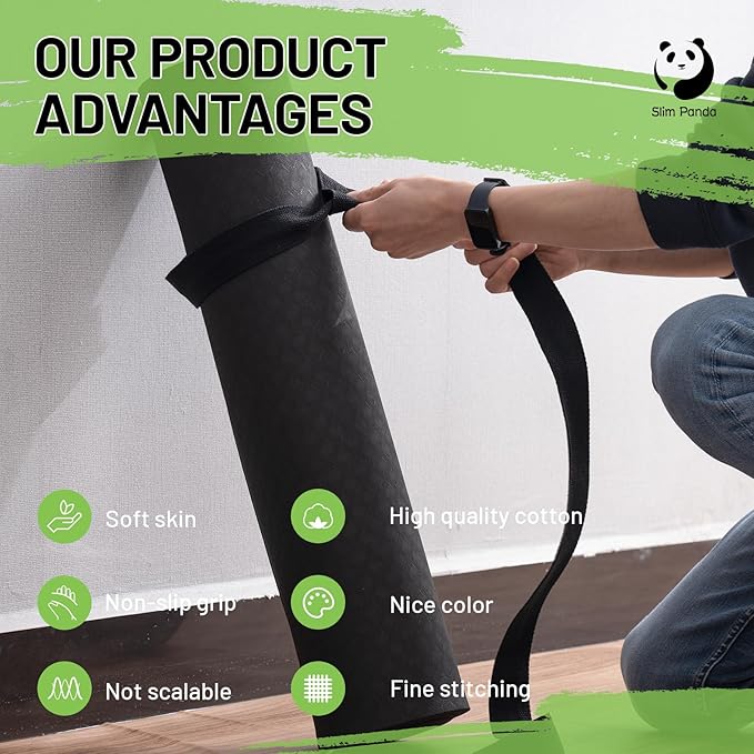 Slim Panda Yoga Mat Straps for Carrying, Adjustable Yoga Mat Carrier, Yoga Mat Sling(Yoga Mat Not Included)