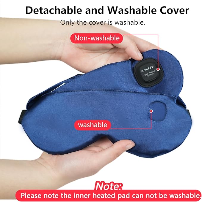 Heated Eye Mask-Cordless Eye Mask for Dry Eyes,Electric Warm Compress for Eyes,Improved Sleep, Blackout Eye Heating Pad for Eye Relief,Rechargeable Warming Eyes Mask for Travel with Washable Cover