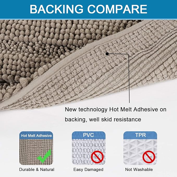 H.VERSAILTEX Bathroom Rugs Bath Mat Runner Rug Non Slip Kitchen Rug Extra Long Bath Rug Runners Oversized 59" x 20" Absorbent Washable Dry Fast Plush Area Rug for Bathroom/Bedroom - Taupe