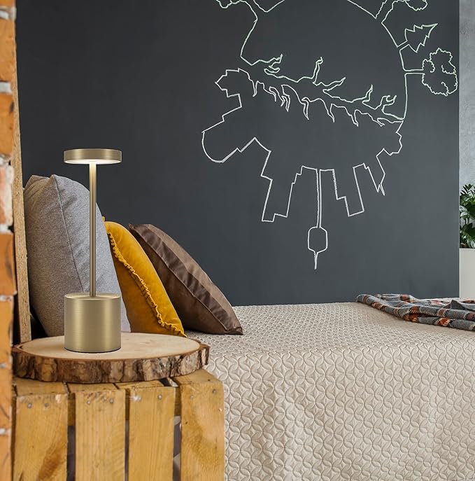 LED Cordless Table Lamps Set of 2, 5000mAh Portable Rechargeable Battery Powered Lamp, 3 Color Stepless Dimming Table Lamps,Table Light for Restaurant/Cafe/Bedroom. (Brushed Bronze)