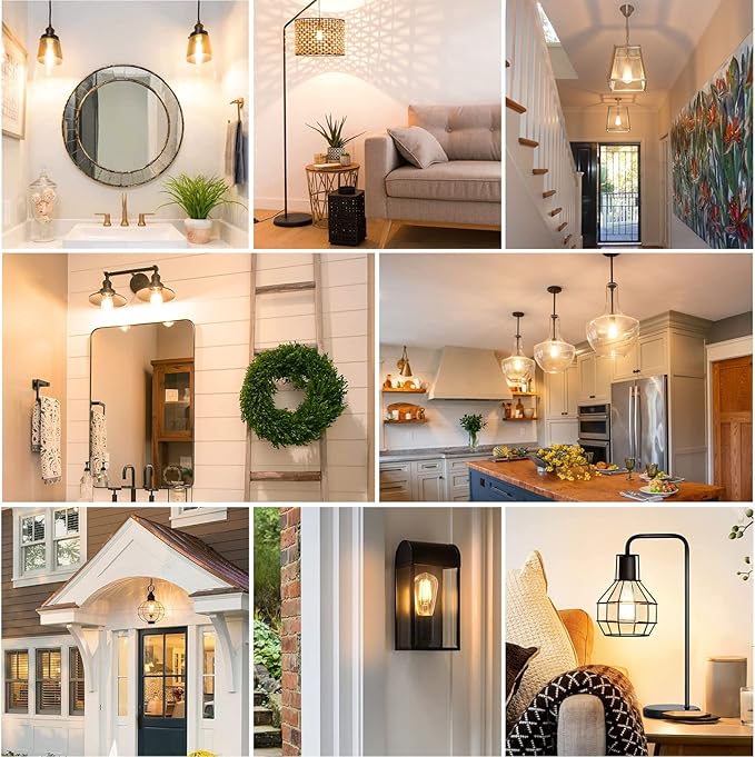 MAXvolador Vintage LED Edison Bulb Dimmable 60W Equivalent 850 Lumens, Warm White 2700K 6W Antique ST58 Filament Light Bulbs, E26 Base, Pack of 4