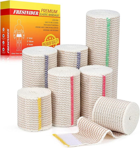 FRESINIDER Premium Elastic Bandage Wrap (7pack) Self Adhesive Cotton Latex Free Compression Bandage Wrap with Touch Closure at Both Ends, Support & First Aid for Sports, Medical, and Injury Recovery