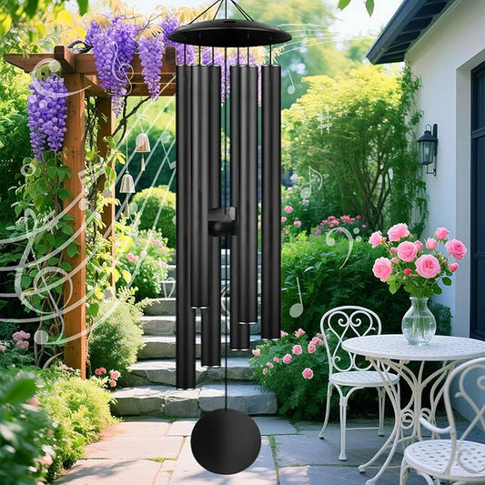 Large Memorial Wind Chimes, 47'' Deep Tone 6 Heavy Tubes Soothing Tones Windchimes for Outside Garden Patio Hanging Decor, Sympathy Gifts, Memorial Wind Chime Best Gift for Mom Women Grandma Neighbors