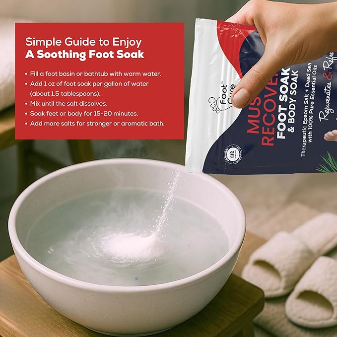 Muscle Care Foot Soak with Epsom Salts – Refreshing Blend for Relaxation & Foot Care – Helps Soften Skin – Soothes Tired Feet, Invigorating Scent, Spa Pedicure – Made in USA – 16oz (Pack of 2)