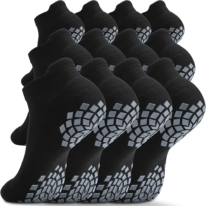 Pilates Grip Socks - Cushioned Slipper Non-Slip Grippy for Women Men Yoga - Barre Workout Hospital Sticky Socks