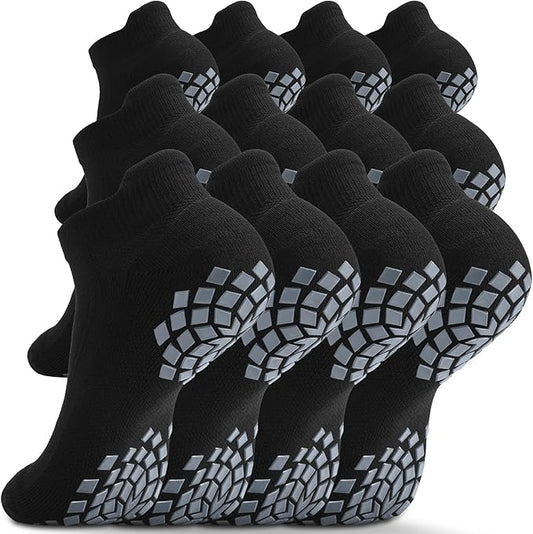 Pilates Grip Socks - Cushioned Slipper Non-Slip Grippy for Women Men Yoga - Barre Workout Hospital Sticky Socks