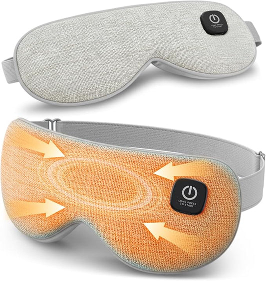 Heated Eye Mask - Cordless Eye Mask for Dry Eyes, Eye Relief, Improved Sleep, 4 Temperature, Washable Eye Heating Pad for Travel and with Replaceable Shell