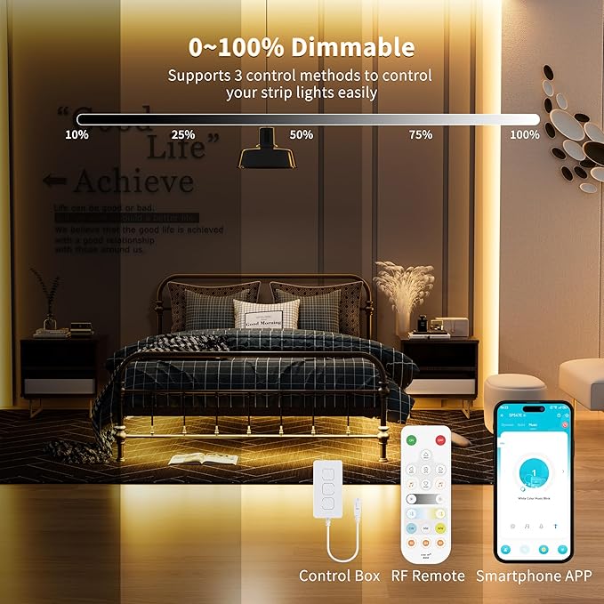 PAUTIX COB LED Strip Lights Addressable 2700K-6500K Chasing White Light CCT Smart IC Tunable Tape Lights 16.4ft Super Bright Dimmable,Alexa Voice Control,for Under Cabinet Bedroom Kitchen DIY Lighting