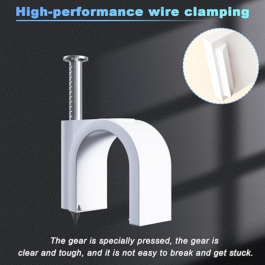 mxuteuk 430PCS Cable Clips with Steel Nails,4/6/8/10mm Round White Cable Wire Clips,Wall Clips for Cords,Cable Cord Clips for RG6 RG59 CAT6 RJ45