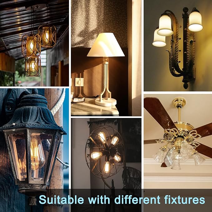 TJOY 20 Pack Vintage 8W ST58 LED Edison Light Bulbs, Dimmable, 60W Equivalent, 800Lumens, 2700K Warm White, E26 Base LED Filament Bulb, CRI80+, Antique Glass Style for Home, Bedroom, Office, Farmhouse