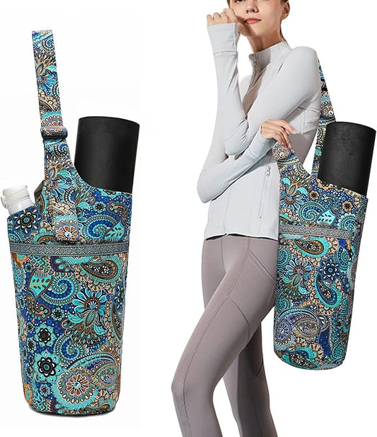 IwIeIaIrI Yoga Mat Bag with Large Size Pocket and Zipper Pocket，Yoga Bag Adjustable Shoulder Strap- Holds More Yoga Accessories