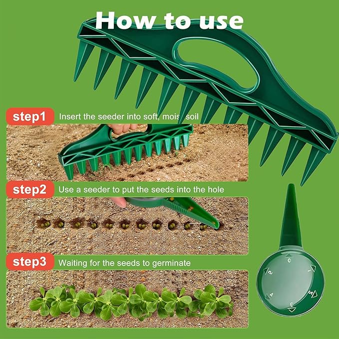 Seed Spreading Tool, Handheld Seed Planter Tool Seed Dibber,2025 Upgraded Seed Dispenser Set,Multifunctional Seed Spacer,Mini Seed Dispenser for Small Seeds,Gardening Tools