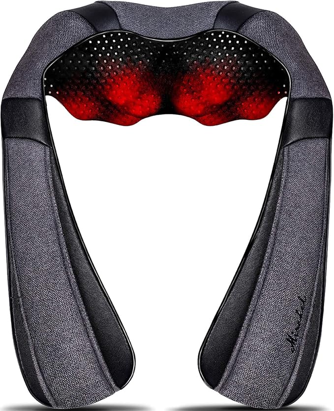 Mirakel Shiatsu Neck & Back Massager with Heat - Deep Tissue Neck, Back & Shoulder Pain Relief - Ergonomic Design Shoulder Massager, Electric Kneading Whole Body Massage Pillow Gifts for Women, Men