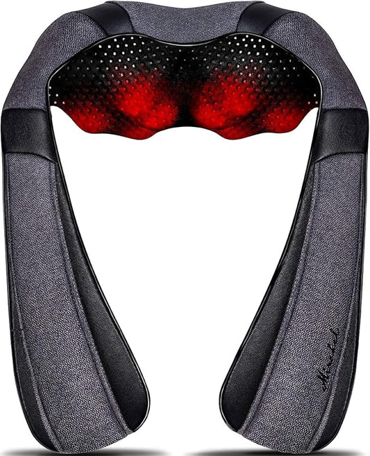 Mirakel Shiatsu Neck & Back Massager with Heat - Deep Tissue Neck, Back & Shoulder Pain Relief - Ergonomic Design Shoulder Massager, Electric Kneading Whole Body Massage Pillow Gifts for Women, Men