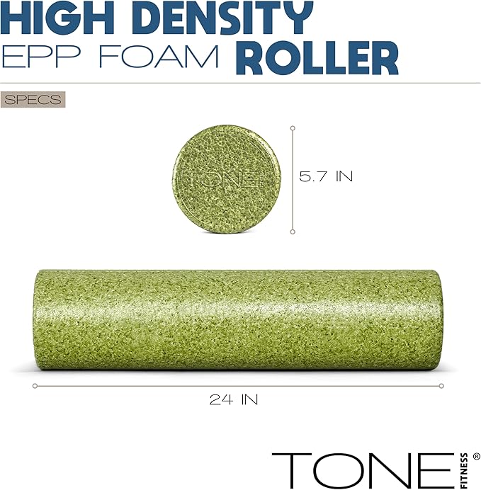 Tone Fitness High Density EPP Foam Exercise Foam Roller for Yoga, Pilates, Stretching, Massage, and Recovery | Multiple Sizes and Colors