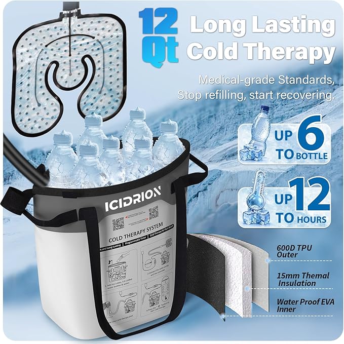 Cold Therapy Machine, Programmable Ice Machine for Knee After Surgery, Portable Knee Replacement Recovery System, Cryotherapy Pain Relief w/Compression Pad for Shoulder, Hip and Ankle