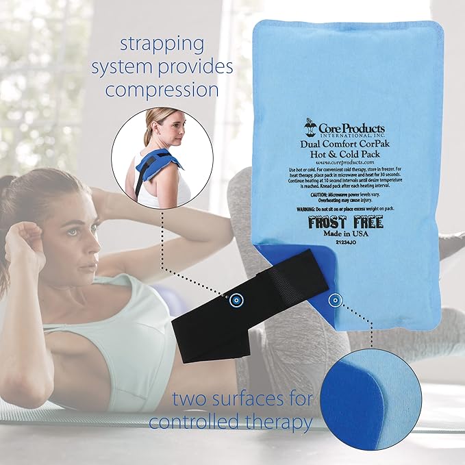 Core Products Dual Comfort CorPak – Reusable Hot/Cold Pack for Knee, Back, Shoulder, or Ankle Pain; Use Hot or Cold; Made in USA – Medium 6" x 10