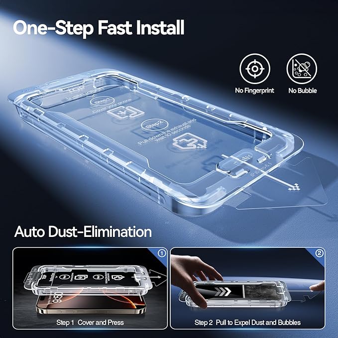 SMARTDEVIL 2 Pack Screen Protector for iPhone 16 Pro Max (6.9 Inch) Tempered Glass, HD Clear Film, Easy Installation, Dust-Free & Bubble-Free