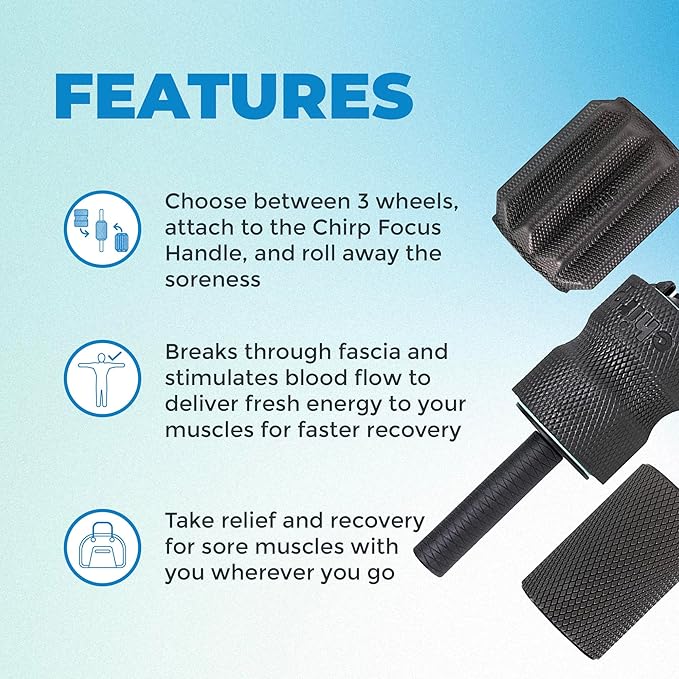 Chirp 3-in-1 Muscle Roller - Customizable Recovery Massager for Targeted Deep Tissue Massage, Pressure Point Relief for Back and Legs, Durable Foam Roller Supports up to 500 lbs, 4 x 4 x 24 inches