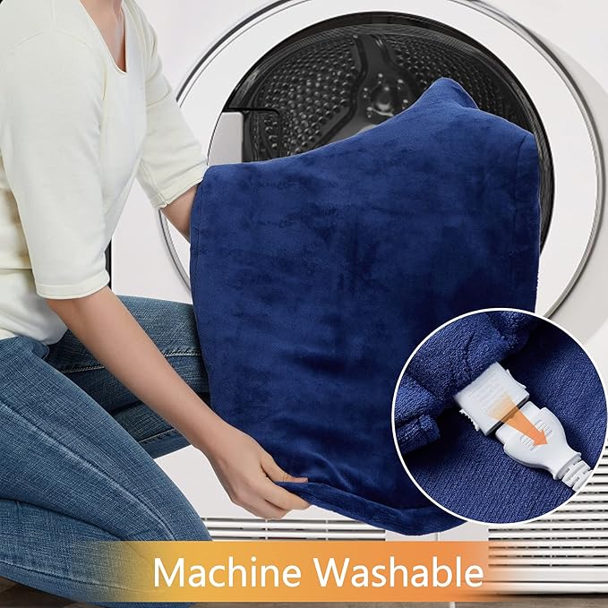 CAROMIO Heating Pad for Neck and Shoulders Back Pain Relief, Electric Weighted Heating Pads with Auto Shut Off Large, Full Body Back Heat Pad Fast Heating, 4 Temperature Settings (Navy Blue, 33"x22")