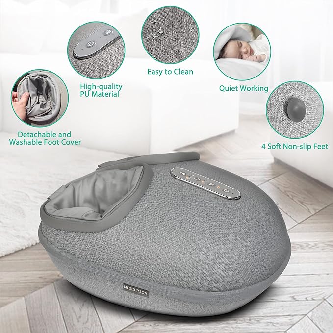 Medcursor Foot Massager Machine with Heat, Shiatsu Deep Kneading, Delivers Relief for Tired Muscles and Plantar, Multi-Level Settings & Adjustable Intensity for Home or Office Use, Gifts for Women Mom