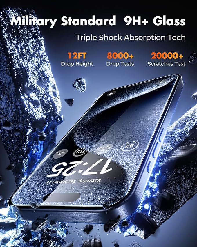 UNBREAKcable Screen Protector for iPhone 15 Pro, Pull-To-Protect Easy Installation, Auto Dust-Elimination, 9H+ Military-Grade Tempered Glass, Bubble-Free, Case Friendly, HD Clear, 6.1 Inch, 2 Pack