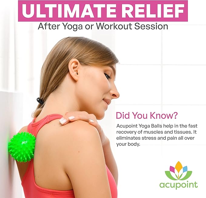 Physical Massage Therapy Lacrosse Ball Set Ideal for Yoga Deep Tissue Massage Trigger Point Therapy and Myofascial Release Physical Therapy Back Foot Plantar Fasciitis (Spiky Ball)