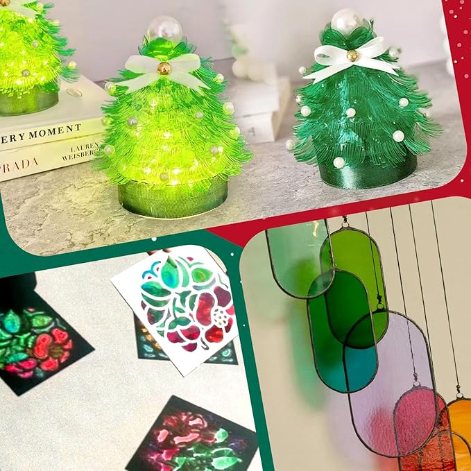 (10 Pcs) Christmas Gel Light Filter, Red and Green Transparent Color Lighting Gel Filter Correction Plastic Sheets 8.5 x 11 Inch for Film, Video, Photo, Stage (Christmas)