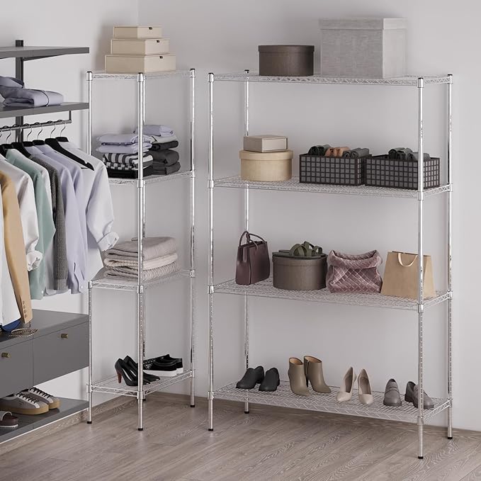 18" Deep x 48" Wide x 74" Height Wire Shelving Kit | 4-Tier | NSF Commercial Storage Rack Unit