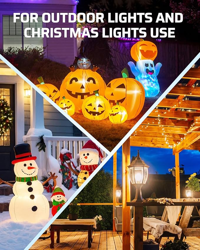 DEWENWILS Outdoor Extension Cord Multiple Outlets 45ft, Evenly Spaced 3 Outlets Plugs with Safety Cover, 16/3 SJTW Weatherproof Wire for Outdoor Lights and Holiday Decorations