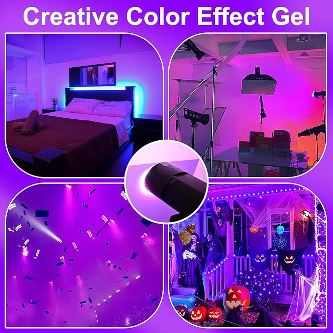 (10 Pcs) Gel Light Filter, Purple and Orange Transparent Color Lighting Gel Filter Correction Plastic Sheets 8.5 x 11 Inch for Film, Video, Photo, Stage (Halloween)
