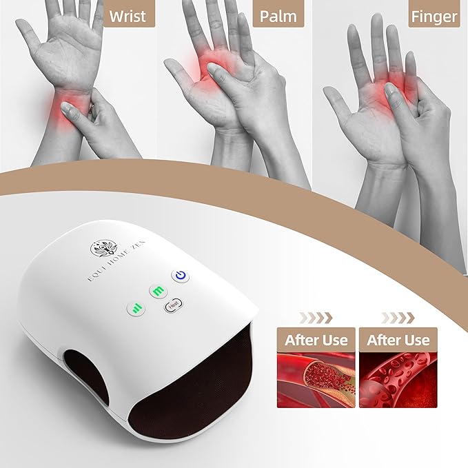 Hand Massager with Heat and Compression, Hand Massage with 3 Modes, 2 Heating Levels Wrist and Palm Kneading for Arthritis and Carpal Tunnel Relief, Useful Birthday Gifts for Men Woman