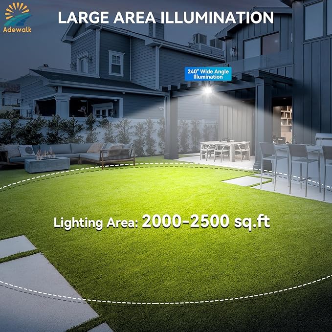 2000W Solar Flood Lights Outdoor, High-Efficiency Solar Panel, Large LED Beads, Remote Control and Motion Sensor, Waterproof Lights Outdoor for Yard, Garden, Pathway, Garage