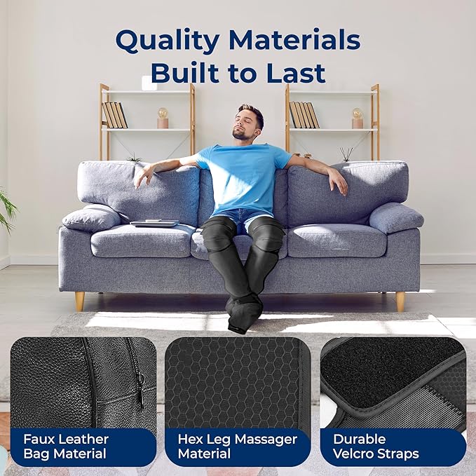 SereneLife Air Compression Leg Massager, Full Leg Massager with Heat and Compression, Ice Pack, Portable and Adjustable with 6 Modes 3 Vibrations 3 Intensities, 11 Airbags for Thigh Calf Foot Massage