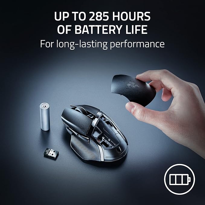 Razer Basilisk V3 X HyperSpeed Customizable Wireless Gaming Mouse: Mechanical Switches Gen-2-5G Advanced 18K Optical Sensor - Chroma RGB 9 Programmable Controls 535 Hr Battery Classic Black