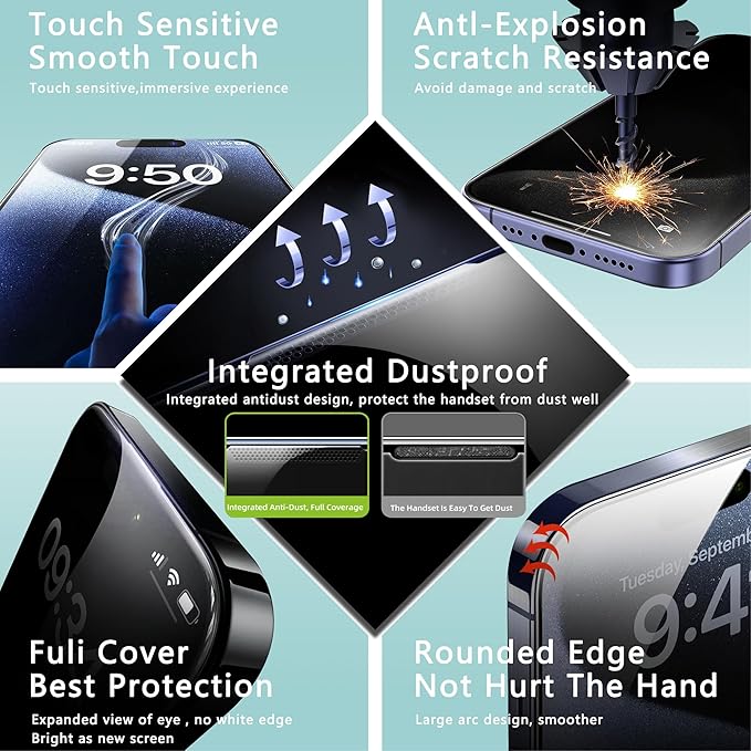 2 Pack Screen Protector Tempered Glass for iPhone 16 Pro Max 6.9-Inch Auto Dust Removal, No Bubbles, High Definition Clear, Easy Installation