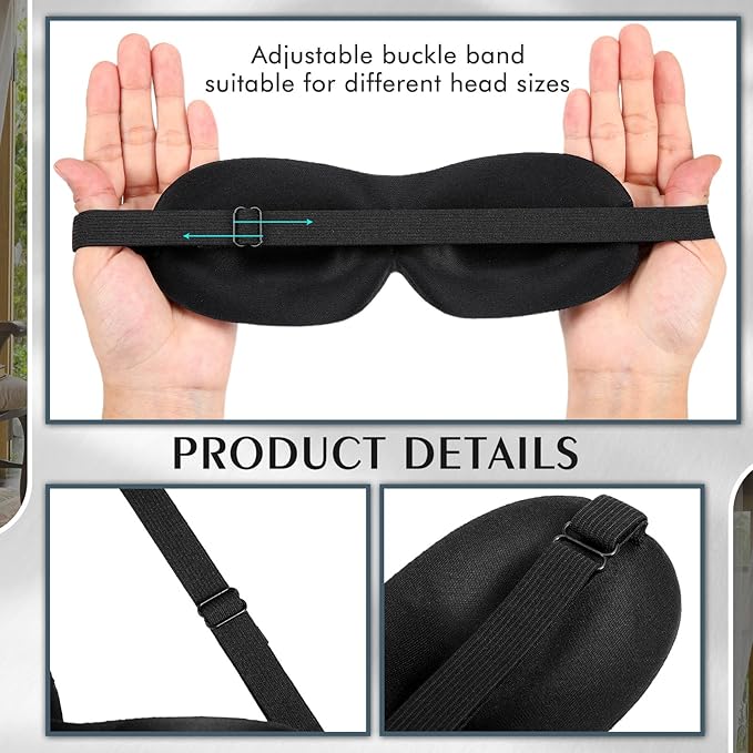 Bonuci 12 Pack Sleep Mask Blackout 3D Eye Mask for Ultralight Sleeping Night Blindfold Eye Covers with Adjustable Strap for Men Women Travel Gift Back and Side Sleeper (Multicolor)