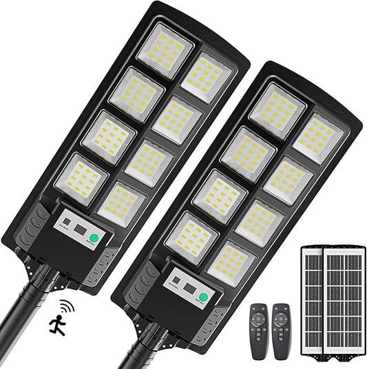 Outdoor Solar Lights, Dusk to Dawn Motion Sensor Waterproof LED Outside Flood Powered Street Lighting, Bright Wall Patio Flag Lights for Garden Yard Garage with Remote -2 Pack