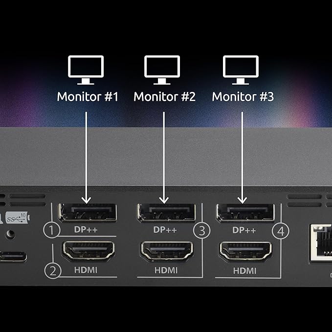 Kensington DisplayLink 4K Docking Station, Triple 4K for MacBook Pro/Air M1/M2/M3/M4, 14ports, 3xHDMI/3xDisplayPort,4xUSB A,2xUSB C 3.2, Ethernet, Audio, 100W PD (K33621NA)