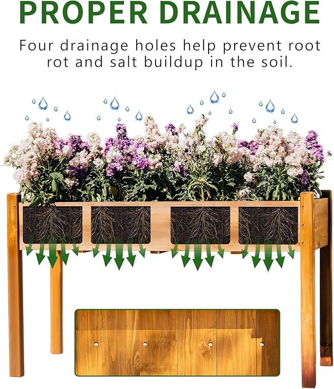 Premium Fir Wooden Raised Garden Bed with Four Legs for Backyard and Balcony Gardening,Suitable for Indoor and Outdoor use,49.5''×23.5''×30''