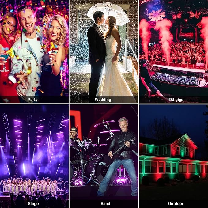 LED Stage Wash Light Bar - 4Pack 72W RGB DJ Light Bar IP66 Waterproof Dimmable Stage Lights Smart APP & Remote Control for Parties Events Building Garden Wall Display