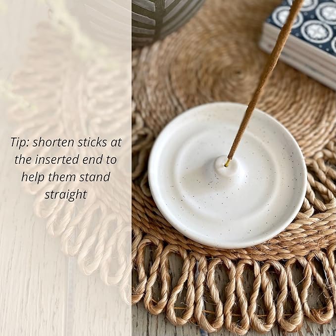 SHIBUSA Incense Holder - 4 INCH | Modern Minimalist Circular Incense Stick Burner for Cones or Sticks | Australian Designer | Ceramic Ash Catcher | Incense Not Included