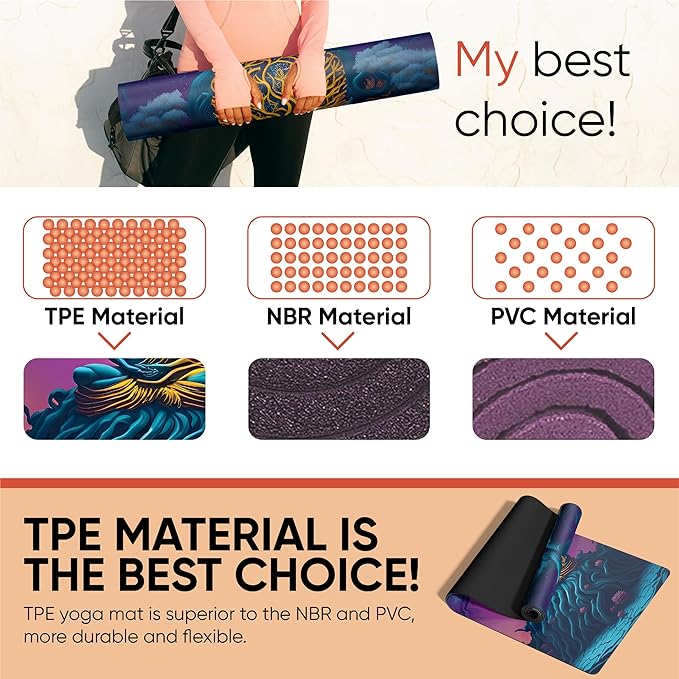 Custom Yoga Mat | Ships Next Day | Customize | Workout Mat for Men and Women | Non Slip Rubber Exercise Mat | 4mm Thick Gym Mat for Meditation, Pilates, Yoga, Gym