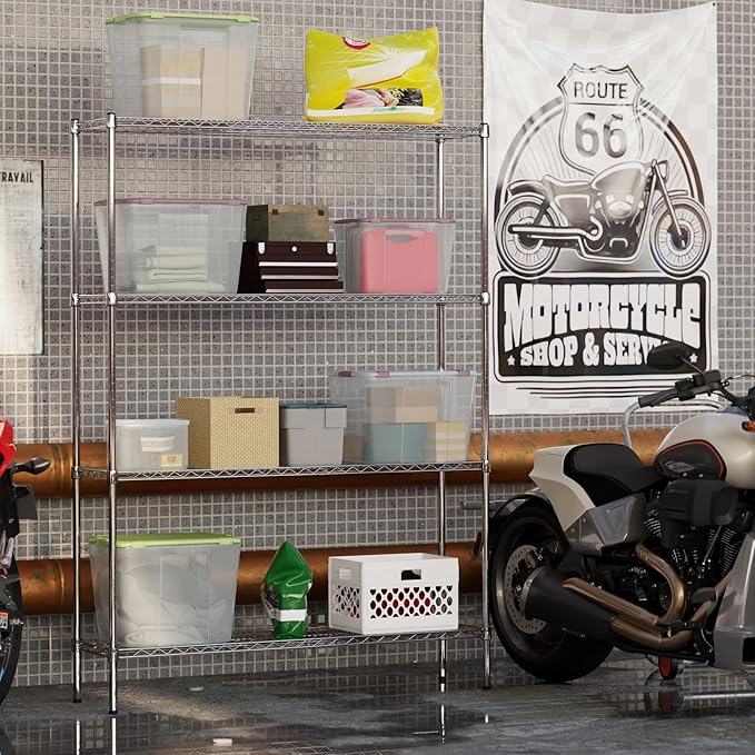 14" Deep x 54" Wide x 74" Height Wire Shelving Kit | 4-Tier | NSF Commercial Storage Rack Unit