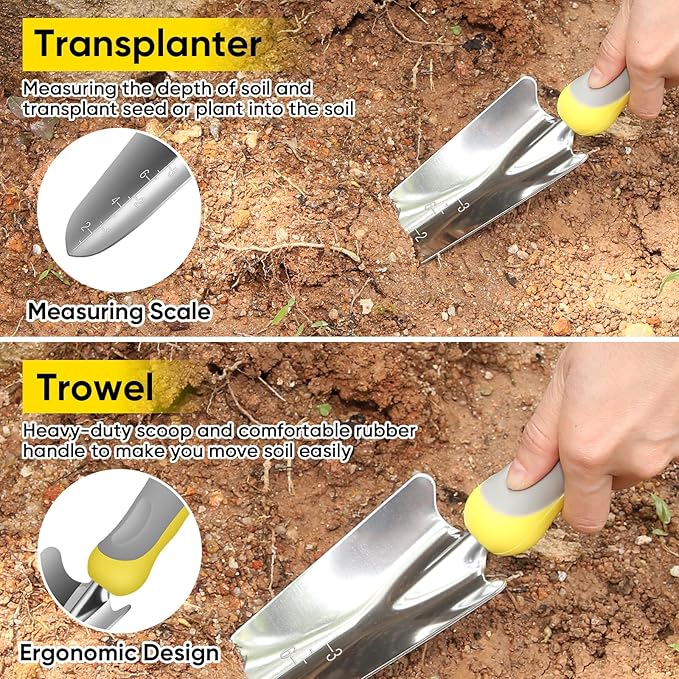 Blumway Garden Tool Sets, 10 Piece Heavy Duty Gardening Tool Set, Stainless Steel Gardening Hand Tools with Garden Tool Bag, Garden Tool Kit for Gardening Supplies,Ideal Garden Gifts for Women Men