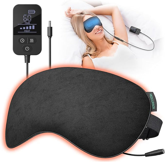 Heated Eye Mask - Medcursor Rechargeable Electric Eye Mask for Dry Eyes, 2500 mAh Large Battery & Washable Cover, Eye Pad for Sleeping, Skincare, Relax Eye Fatigue