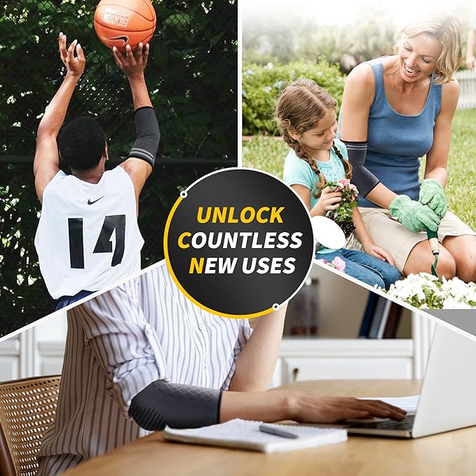 CAMBIVO 2 Pack Elbow Brace for Tendonitis, Tennis Elbow Compression Support Sleeve for Golfers Elbow Pain Relief, Arthritis, Bursitis, Workout, Weightlifting