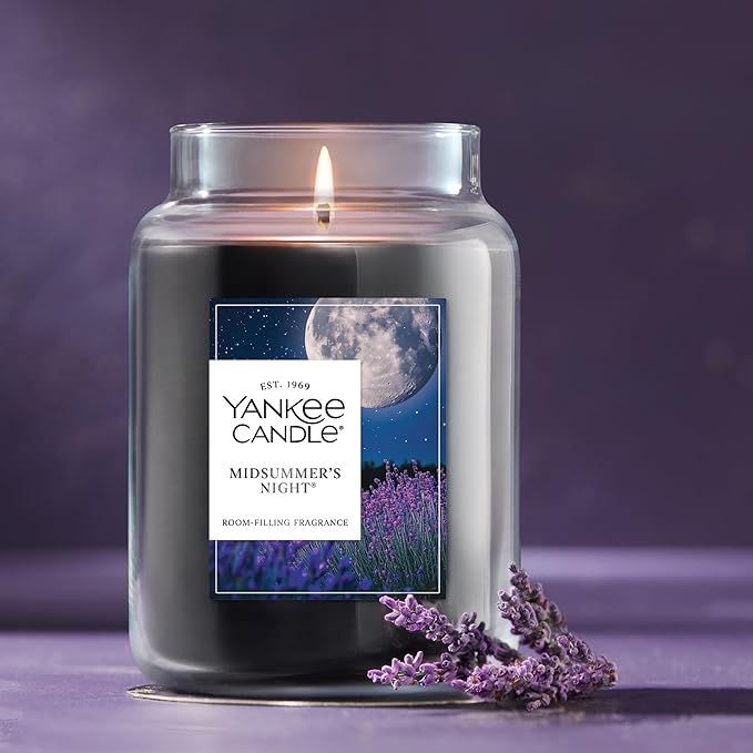 Yankee Candle Large Jar Scented Candle with up to 150 Hour Burn Time, Premium Plant Wax Blend for Consistent Burn, 22 oz Jar Candle with Room Filling Fragrance, Midsummer's Night