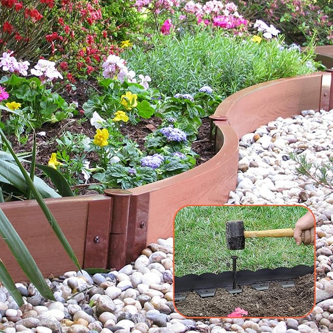 100 Count Plastic Landscape Edging Anchoring Stakes 8-Inch Garden Lawn Yard Landscaping Spikes for Paver Edging, Weed Barrier, Tent, Artificial Turf & More Black-100pcs